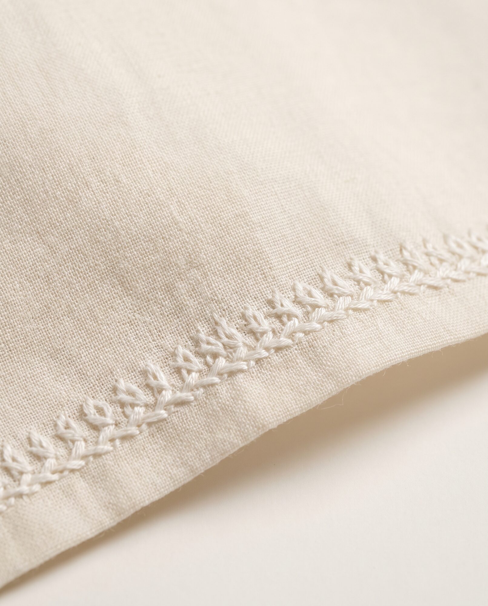 Ivory chikankari lawn in close-up, showing the shadow work and the weave